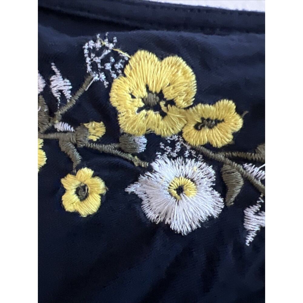 Loft Ann Taylor Size small petite Womens Dress Embroidered Floral Knit blue - Picture 6 of 8